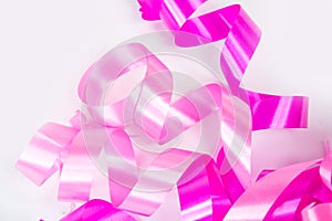 Pink ribbin on white background