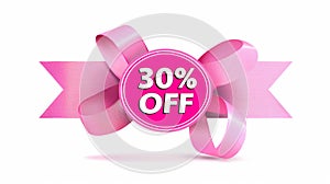 Pink Ribbon with 30 percent Off Sale Promotion. Generative ai