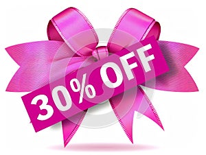 Pink Ribbon with 30 percent Off Sale Promotion. Generative ai