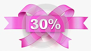 Pink Ribbon with 30 percent Off Sale Promotion. Generative ai