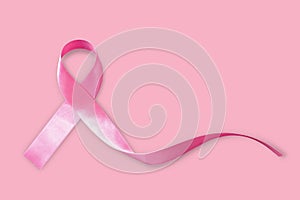 Pink ribbon awareness  isolated on pink background clipping path for Breast cancer