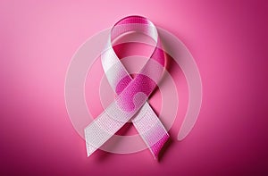 Pink ribbon on a background with bokeh. Breast cancer symbol