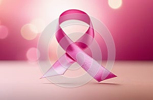 Pink ribbon on a background with bokeh. Breast cancer symbol