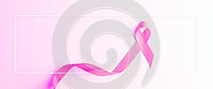 Pink ribbon background. Health care symbol pink ribbon on white background. Breast cancer woman support concept. World