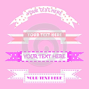 the pink ribbon banner text box set