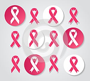 Pink ribbon bow icons