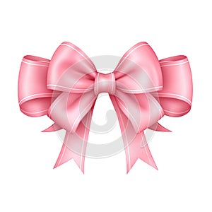 Pink Ribbon Bow on isolated background,Shiny Elegance for Celebrations and Victories.