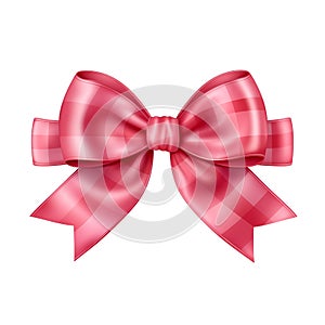Pink Ribbon Bow on isolated background,Shiny Elegance for Celebrations and Victories.