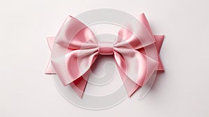 Pink ribbon bow on white background. ribbon bow. Generative Ai