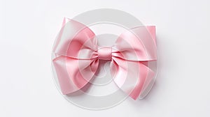 Pink ribbon bow on white background. ribbon bow. Generative Ai