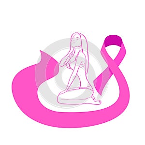 Pink Ribbon Breast Cancer Awareness Female Body