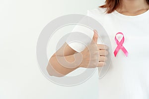 pink ribbon breast cancer awareness. Female health check consciousness. international Women Day and World Cancer Day. sign cancer