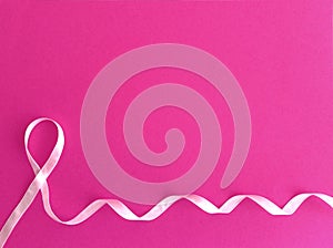 Pink ribbon breast cancer awareness photography poster design. Stroke pink ribbon.