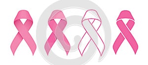 Pink ribbon for Breast cancer awareness sign four style collection vector design