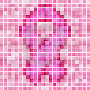 Pink ribbon Breast Cancer Awareness square mosaic background concept