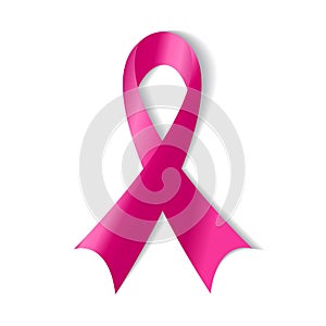 Pink ribbon , Breast cancer awareness , on white background.