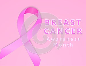 Pink ribbon - breast cancer sign. Background for National Breast Cancer Awareness Month with pink ribbon. Vector.