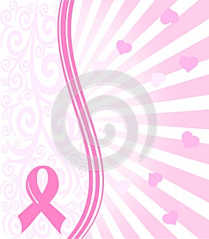 Pink ribbon breast cancer support background