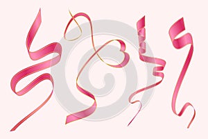 pink ribbon bundle with gold stripes with several ribbon styles that can be re-edited