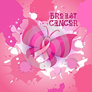 Pink Ribbon Butterfly Breast Cancer Awareness Banner