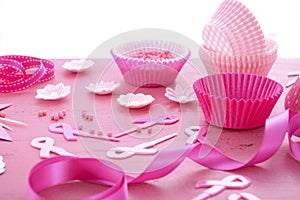 Pink Ribbon Charity Event Cupcake Preparation