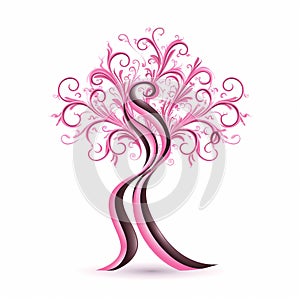 Pink Ribbon Elegance White Isolation