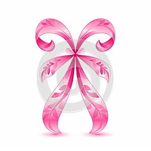 Pink Ribbon Elegance White Isolation