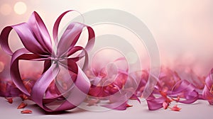 pink ribbon and gift box on white background with bokeh effect reklamnÃÂ­ fotografie photo