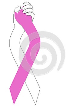 Pink Ribbon Holding Hands