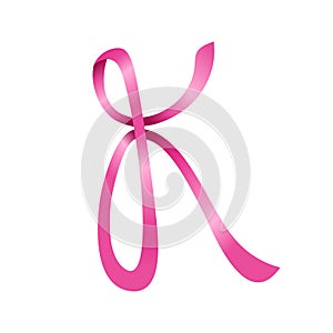 Pink Ribbon Lettermark Initial K Symbol Logo Design