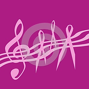 Růžový stuha hudba 