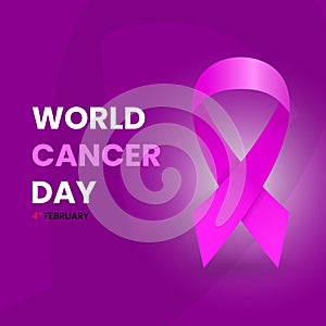 pink ribbon symbol for world cancer day. simple, minmal and elegant