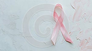 Pink Ribbon on Textured White Surface