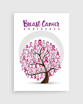 Pink ribbon tree for breast cancer awareness
