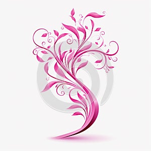 Pink ribbon on white background high resolution and royaltyfree