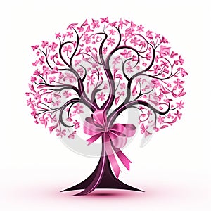 Pink ribbon on white background high resolution and royaltyfree