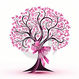 Pink ribbon on white background high resolution and royaltyfree photo