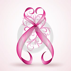 Pink ribbon on white background high resolution and royaltyfree photo