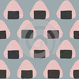 Pink Rice Balls with Sakura Denbu Seamless pattern