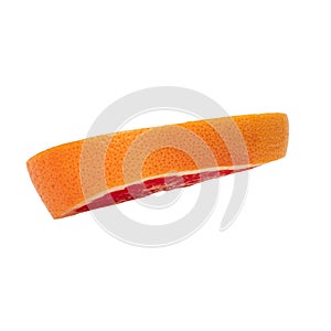 Pink ripe grapefruit slice on white isolated background