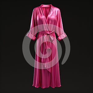 Vivid Pink Silk Robe: Photorealistic Rendering On Black Background photo