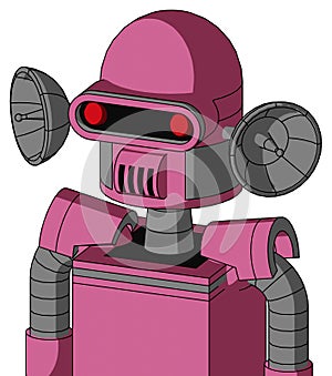 Pink Robot With Dome Head And Speakers Mouth And Visor Eye