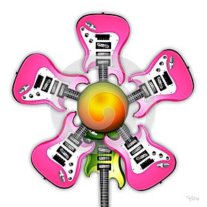 Pink Rock Guitar Flower