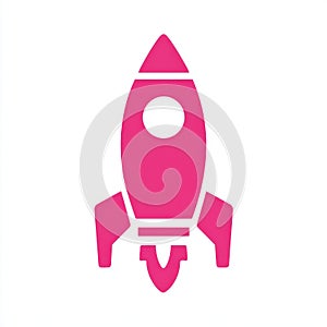 Pink Rocket Ship Illustration on White Background