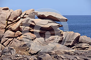 Pink rocks of Ploumanac`h in France photo