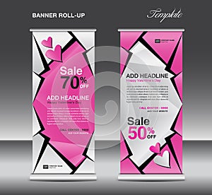 Pink Roll up banner template vector, advertisement, x-banner, poster, pull up design, display, layout, business flyer, sale banner