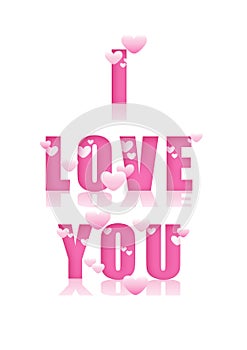Pink romantic I love you title with hearts