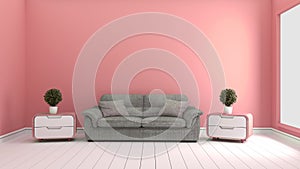 Pink room -Beautiful room, Empty room , Modern bright interior. 3D rendering