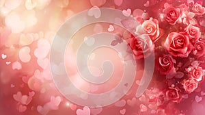 Pink Rose Bouquet Harmony: 16:9 Background, AI Generated