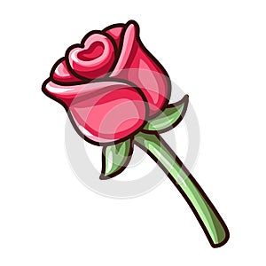 pink rose cartoon style sketch